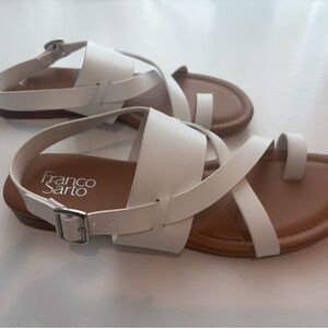Franco Sarto White and Brown Strappy Sandals